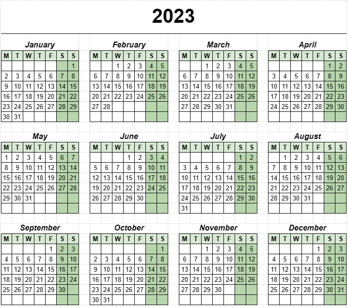 Yearly Calendar 3 - Sheetize